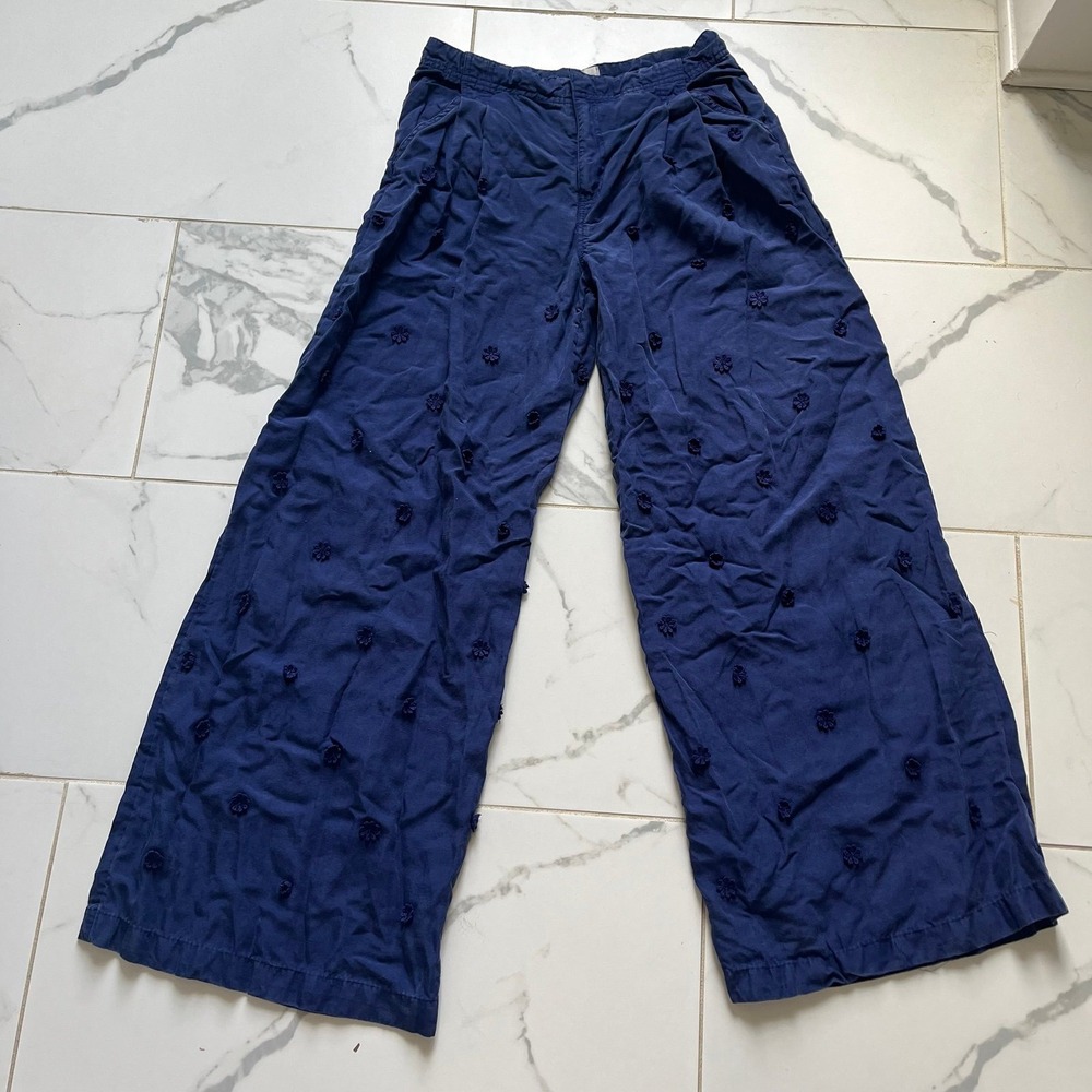 Anthropologie Maeve Tailored Linen Blend Embellished Trousers Sz 2